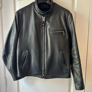 Schott NYC cafe racer Black Leather Jacket